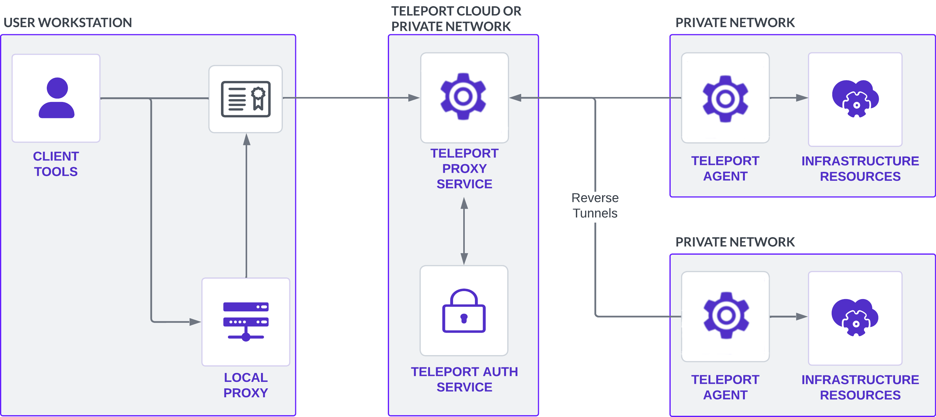 Components of a Teleport agent deployment