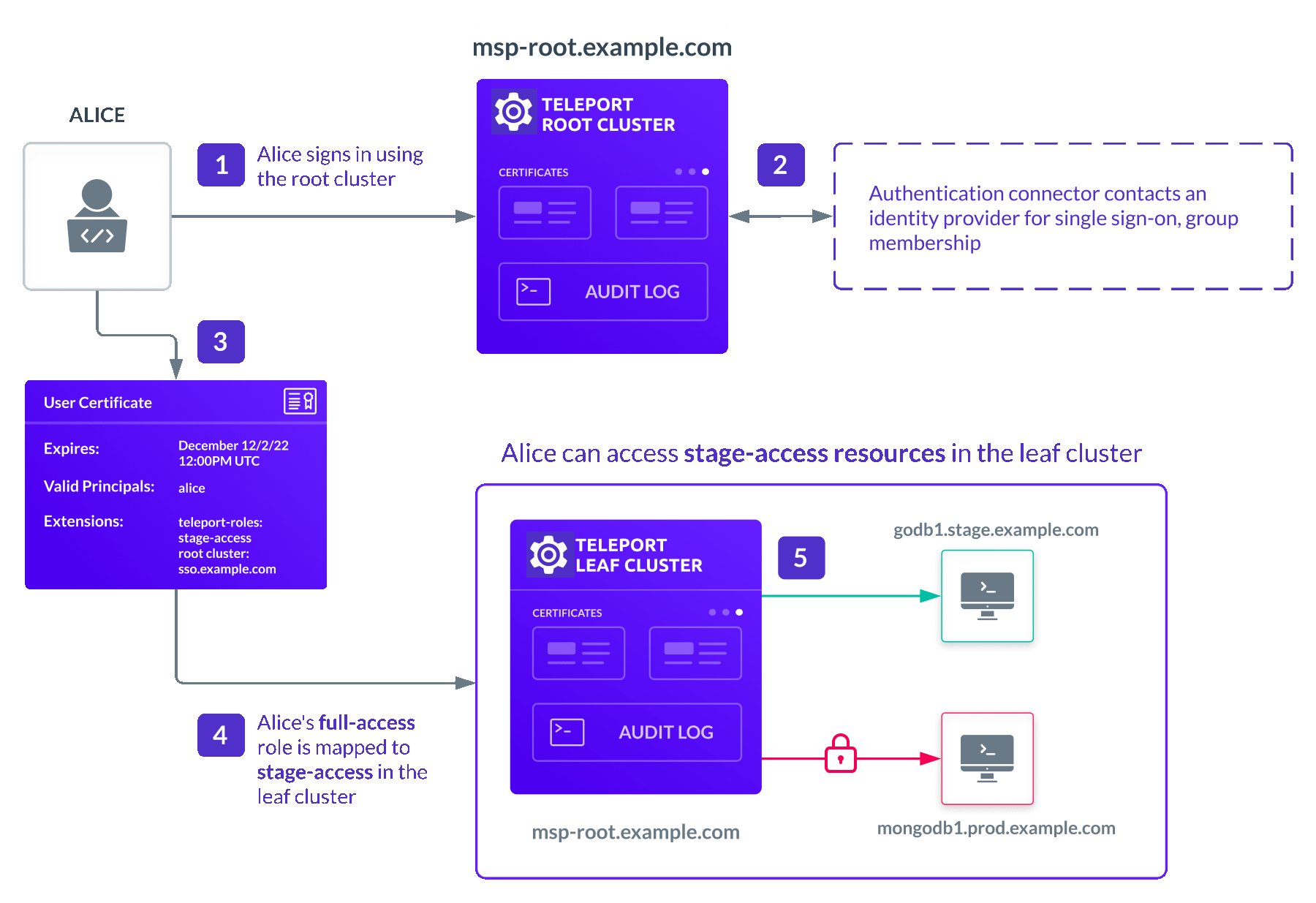 Role mapping in a trusted cluster